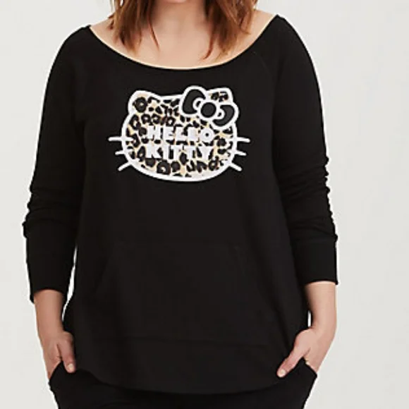 Torrid Hello Kitty black leopard icon sweatshirt - Picture 1 of 5